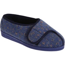 Comfylux Damen/Damen Helen Floral Superwide Hausschuhe 4 UK blaubeere