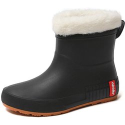 Winter Frau Warme Regenschuhe Gummistiefel Damen Gefütterte Galoschen mit Fell Knöchel Regenstiefel Wasserdicht Garten Wasserstiefel Schuhwerk 38