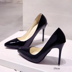 Neue Feste Farbe Pumps Frauen High Heel Schuhe Weibliche Mode Lackleder Sexy Spitz Dünne Ferse Hochzeit Schuhe Größe 44 44 coole schwarze