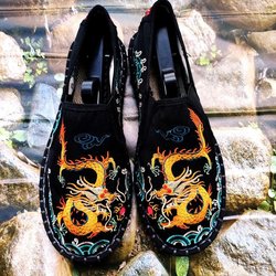 Männliche alte Peking-Stoffschuhe im chinesischen Stil ethnisch bestickte Segeltuchschuhe Mental Guy trendige lässige Segeltuchschuhe 45