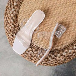 WTEMPO Transparent Sandalen Vielseitig Frauen Sommer Atmungsaktiv und Bequem Casual Mode Weiche Sohle Dicken Absätzen High Heels Dropshipping Großhandel 40 transparent