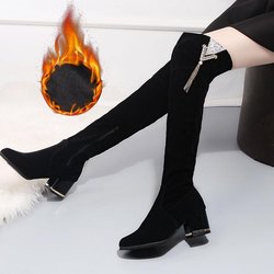 Damenstiefel Herbst Winter Overknee Stiefel Kristall Quaste Komfort Baumwolle Flache Flockstiefel 36