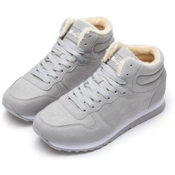 Winter Frauen Stiefel Plus Warme Paare Schnee Stiefel Mode Weibliche Spitze-up Pound Toe Stiefeletten Damen Schuhe 41 graue