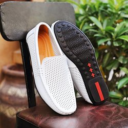 Italienische Herren Hausschuhe Echtes Leder Loafer Mokassins Outdoor Rutschfeste Schwarze Casual Slides Sommer Frühling Mode Schuhe 2022 43