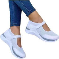 Freizeitschuhe Damen 2023 Frühjahr und Sommer Neue Keilsneaker Mesh-Verschlussband-Sneakers 43 weiß