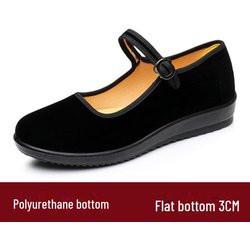Schwarze Damenschuhe aus altem Peking-Stoff mit einem Gürtel – rutschfeste, flache Tanz- und Arbeitsschuhe 44