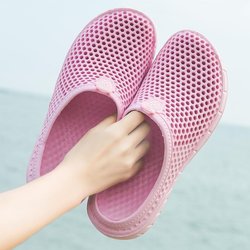 Damen Einfarbig Flache Hausschuhe Slipper Runde Zehenpartie Rutschfest Outdoor Freizeit Schuhe Strandschuhe für Frühling und Sommer 42 rosa