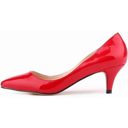 Klassische sexy spitze niedrige Med Kitten Heels Damen Pumps Schuhe Frühling Markendesign Hochzeitskleid 42 rot
