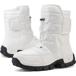 TUINANLE Damen Schneeschuhe Winter Plüsch Warme Paare Plateaustiefel Männliche Rutschfeste Baumwolle Mittelhohe Stiefel 41 weiß