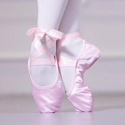 Rote Satin Ballett- & Gymnastikschuhe mit weicher Sohle für Erwachsene - Übergröße 34 rosa