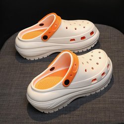 Damen Sommer Rutschfeste Dicksohlige Halbschuhe: Baotou Loch Strandsandalen für Höhengewinn 36 orange