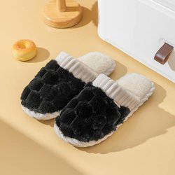 1 Paar Hausschuhe aus Kunstfell, lässige Slip-On-Schuhe mit Plüschfutter, bequeme Hausschuhe für den Innenbereich 42-43 schwarz