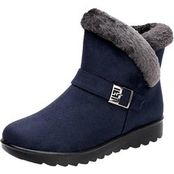 Winterstiefel Damen 2024 Dicker Plüsch Warme Schneestiefel Damen Reißverschluss Komfortable Outdoor Stiefeletten Casual Baumwollschuhe 41 blau