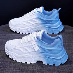 Damen Frühlingssportschuhe Neue Mesh Atmungsaktive Laufschuhe Farbverlauf Farbe Casual Old Daddy Schuhe 35 blau
