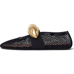 2024 Sommer Neue Mesh Damen Ballerinas Mode Metallschnalle Mary Jane Damen Bequeme Große Einzelschuhe 41