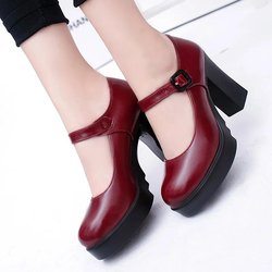 2024 Damenschuhe im Angebot High Heels Damen Plateaupumps Frühling Sommer Flacher Mund Schnallenriemen Schuhe Runde Zehenschuhe für Damen 38