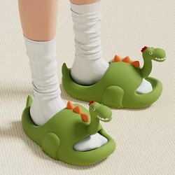 Damen-Sommer-Hausschuhe mit Dinosaurier-Cartoon-Motiv – süße Badesandalen für drinnen und draußen 41-42 grasgrüne