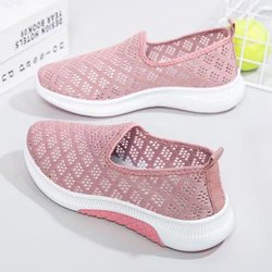 Mode Mesh Schuhe Damenschuhe Sportschuhe Atmungsaktive Flats Weiche Sohle Casual Sneakers 37 rosa