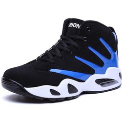 Herren High-Top Air Cushion Basketballschuhe Stoßdämpfende, verschleißfeste Sportschuhe 43 blau