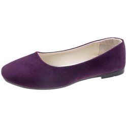 Damen- und Mädchen-Schuhe, einfarbig, Übergröße, flach, flach, bequem, lässig, Einzelschuhe, 19 Farben 43 dunkelviolette