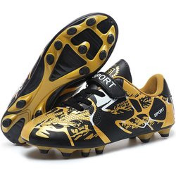 Kinder-Fußballschuhe, PVC, rutschfest, langer Nagel, TF-Magic-Aufkleber mit Jungen-Spiel-Fußballschuhen 39 gold/schwarz