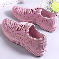 Damenschuhe, Sommer, Sport und Freizeit, fliegende, gewebte, flache, weiche Sohle, bequeme und atmungsaktive Mesh-Schuhe 36