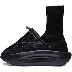 Li Ning Cloud Travel Flauschiges Gewebe Leicht Hohe Rückfederung Rutschfest Atmungsaktiv Lässige High-Top-Sneaker Damen-Sneaker Schwarz AZGS146-6 37