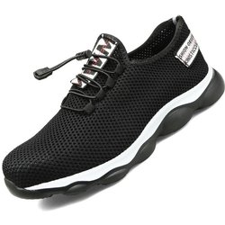 Arbeitsschutzschuhe Herren Sommer Atmungsaktive Flying Woven Arbeitsschuhe Leichte Stahlkappe Umwickelt Anti-Schlag Anti-Durchstich Anti-Geruchsschutz 45 schwarz