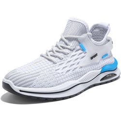 WTEMPO Herren Sommer Luftkissen Turnschuhe Mesh Outdoor Atmungsaktive Sportschuhe Dicker Boden Rutschfeste Basketballschuhe Lässige Laufschuhe 41 weiß
