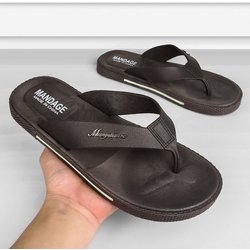 Zehentrenner Herren Sommer Rutschfest Strand Sandalen Hausschuhe Tragbar Dicke Sohle Clip Füße Anti-Geruch 45 braun
