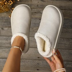 Baumwollpantoffeln Damen Anti-Rutsch Baumwollschuhe 39 beige