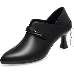 Frühling und Herbst Weiches Leder Bequeme Niedriger Absatz Flache Mündung Modische Stiletto Tiefe Mündung Damen Lederschuhe 37