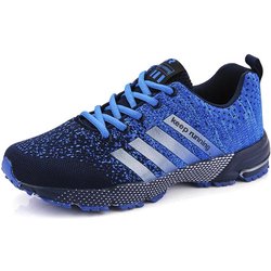 Herren Sneakers Atmungsaktives Mesh Bequeme schwarze Sportschuhe Rutschfester Outdoor Casual Running Herrenschuh 45 blau