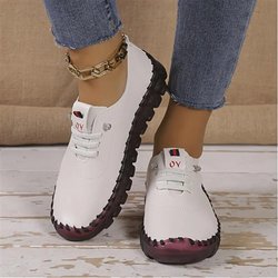 Einfarbige Freizeit-Sneaker für Damen, rutschfeste, atmungsaktive, weiche Low-Top-Sneaker zum Schnüren, vielseitige, bequeme Alltagsschuhe 38 weiß