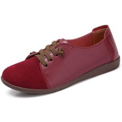 Leder Schuhe Frau Frühling Damen Schuhe Non-slip Wohnungen Lace Up Turnschuhe Frauen Oxford Schuhe Plus Größe Moccains damen schuhe 40 wein rot