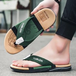 2024 Sommer Flip-Flops Männer Strand Sandalen Anti-Rutsch Atmungsaktiv Casual Männer Strand Hausschuhe Outdoor Große Größe 45 44 grün