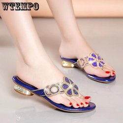 Damen Flip-Flops Sommer Flache Unterseite Niedriger Absatz Sexy Mode Outdoor Vielseitige Strass Leder Strand Hausschuhe Sandalen Gummi EVA Material 41