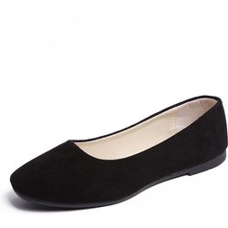 Damen- und Mädchen-Schuhe, einfarbig, Übergröße, flach, flach, bequem, lässig, Einzelschuhe, 19 Farben 43 schwarz