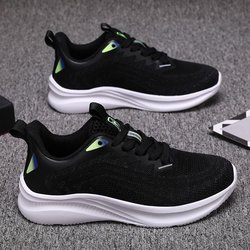 WTEMPO Sommer-Sneaker für Herren, atmungsaktiv, leicht, Sportschuhe, weicher Boden, rutschfeste Freizeitschuhe, stoßdämpfende Laufschuhe 44 schwarz