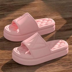 Dicke Plattform Badezimmer Hausschuhe Männer Frauen Mode Weiche Sohle EVA Indoor Slides Frau Sandalen Sommer Outdoor Rutschfeste Flip-Flops 40-41 rosa
