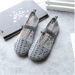 Sommer-Stoffschuhe für Damen, Einzelschuhe, dicke Sohle, ausgehöhlte Mesh-Schuhe, Loch, ausgehöhlte, flache Sohle, Umstandsschuhe 41 grau