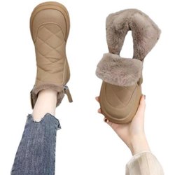 Neuer Stil Schneestiefel Fleece und Verdickte Baumwollschuhe Wasserdicht und Rutschfest Damen Stiefeletten 38 apricot