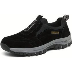 Herren Slip-On Wanderschuhe - Dick gepolsterte Sohle, Obermaterial aus atmungsaktivem Stoff, Leicht & Bequem für Outdoor-Walking 45 schwarz