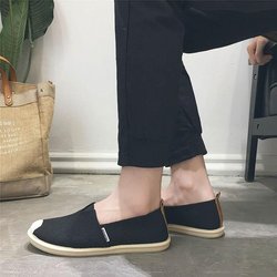 Frühling Sommer Leinen Leinwand Schuhe Männlichen Faul Ein Pedal Alle-spiel Casual Peas Schuhe Atmungsaktive Leichte Tuch Schuhe 41 schwarz
