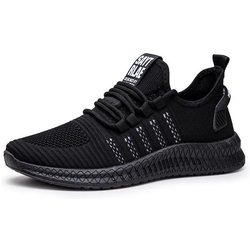 Herrenschuhe Atmungsaktive Sportschuhe mit weicher Sohle Mode All-Match Anti-Rutsch Verschleißfeste Laufschuhe 44 schwarz