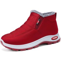 Neue Damen-Baumwollschuhe in Übergröße Ein-Fuß-Stiefel Baumwollstiefel mit Fleece und verdickte Schneestiefel 42 rot