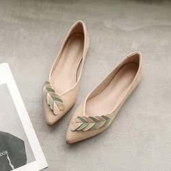 Einzelne Schuhe Frauen Flache Frühling Spitze Vier Jahreszeiten Schuhe mit Weichen Sohlen Große Größe Damen Schuhe 39 beige
