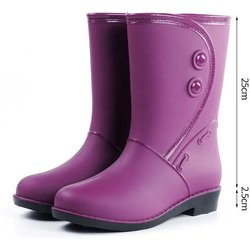 Damen Outdoor Regenstiefel Wasserdicht Rutschfest Mittelhohe Weiche Schaftschuhe Einzelne Schuhe Einfarbig Freizeitschuhe 36 violett
