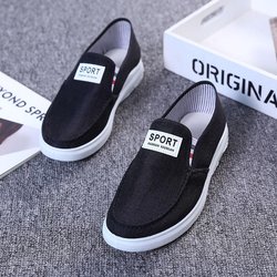 Old Beijing Herren-Stoffschuhe, rutschfeste, verschleißfeste Denim-Low-Top-Sneaker, Segeltuch-Herrenschuhe 44 schwarz
