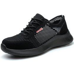 Sommer Herren Atmungsaktive Arbeitsschuhe Sicherheitsschuhe Leichte Schutz-Sneaker Sicherheits-Stahlkappenschuhe Herren Durchstichfeste Stiefel 39 schwarz